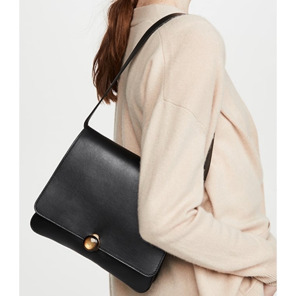 By Far Black Leather Margot Shoulder Bag